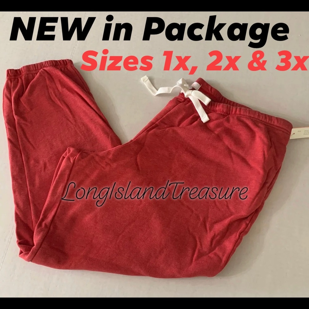New Red sweatpants jogger lounge 1x 2x 3x eleastic